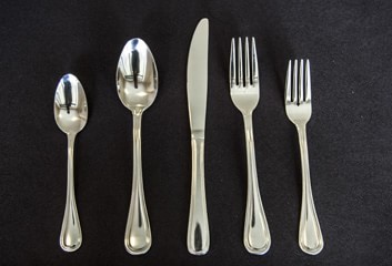 Dinner Knife, Dinner Fork, Salad Fork, Soup Spoon and Tea Spoon 
